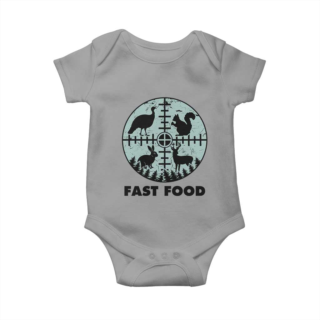 Funny Hunter Joke Baby Onesie Hunting Fast Food Animals - Wonder Print Shop