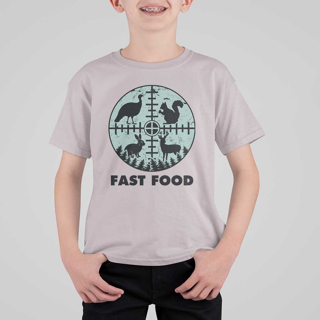Funny Hunter Joke T Shirt For Kid Hunting Fast Food Animals - Wonder Print Shop