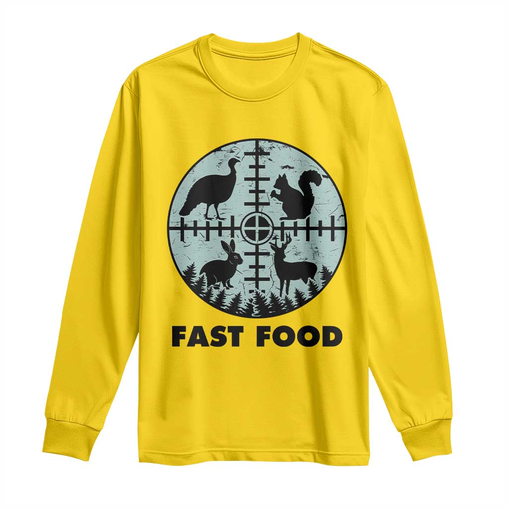 Funny Hunter Joke Long Sleeve Shirt Hunting Fast Food Animals - Wonder Print Shop