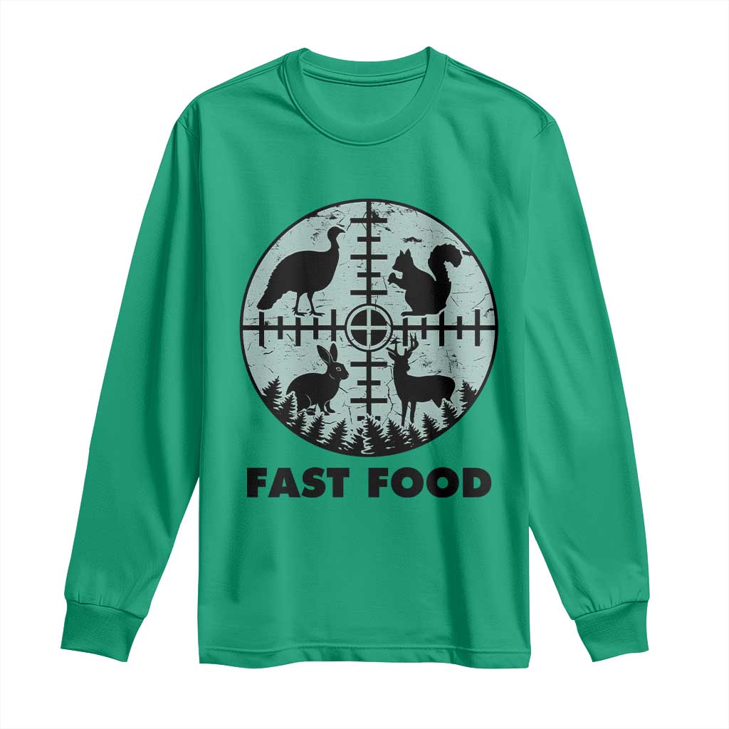 Funny Hunter Joke Long Sleeve Shirt Hunting Fast Food Animals - Wonder Print Shop