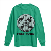 Funny Hunter Joke Long Sleeve Shirt Hunting Fast Food Animals - Wonder Print Shop