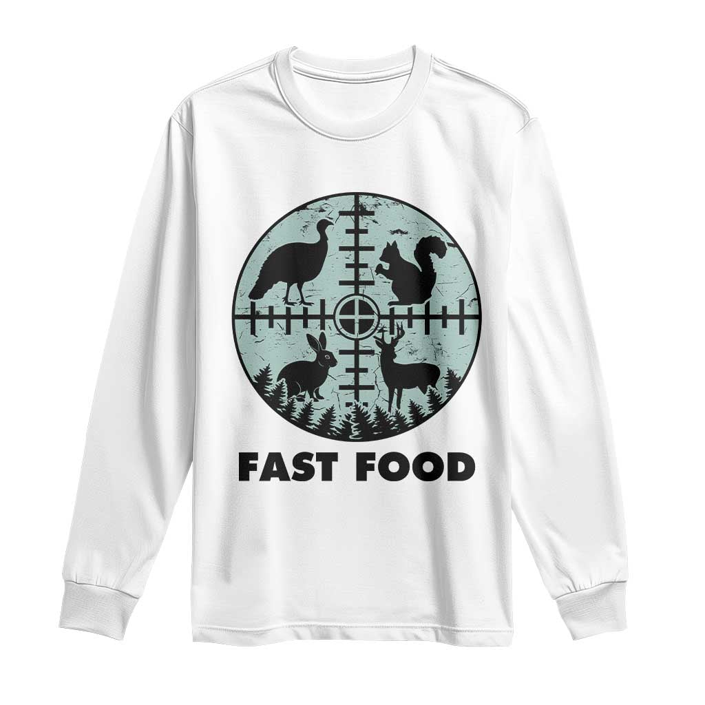Funny Hunter Joke Long Sleeve Shirt Hunting Fast Food Animals - Wonder Print Shop