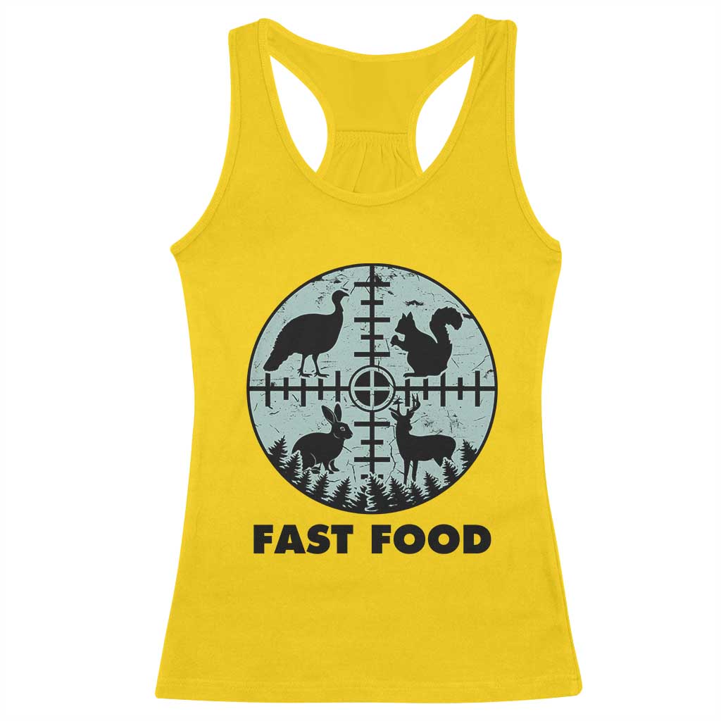Funny Hunter Joke Racerback Tank Top Hunting Fast Food Animals - Wonder Print Shop