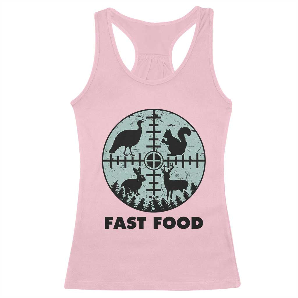 Funny Hunter Joke Racerback Tank Top Hunting Fast Food Animals - Wonder Print Shop