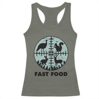 Funny Hunter Joke Racerback Tank Top Hunting Fast Food Animals - Wonder Print Shop