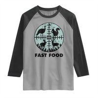Funny Hunter Joke Raglan Shirt Hunting Fast Food Animals - Wonder Print Shop