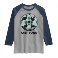 Funny Hunter Joke Raglan Shirt Hunting Fast Food Animals - Wonder Print Shop