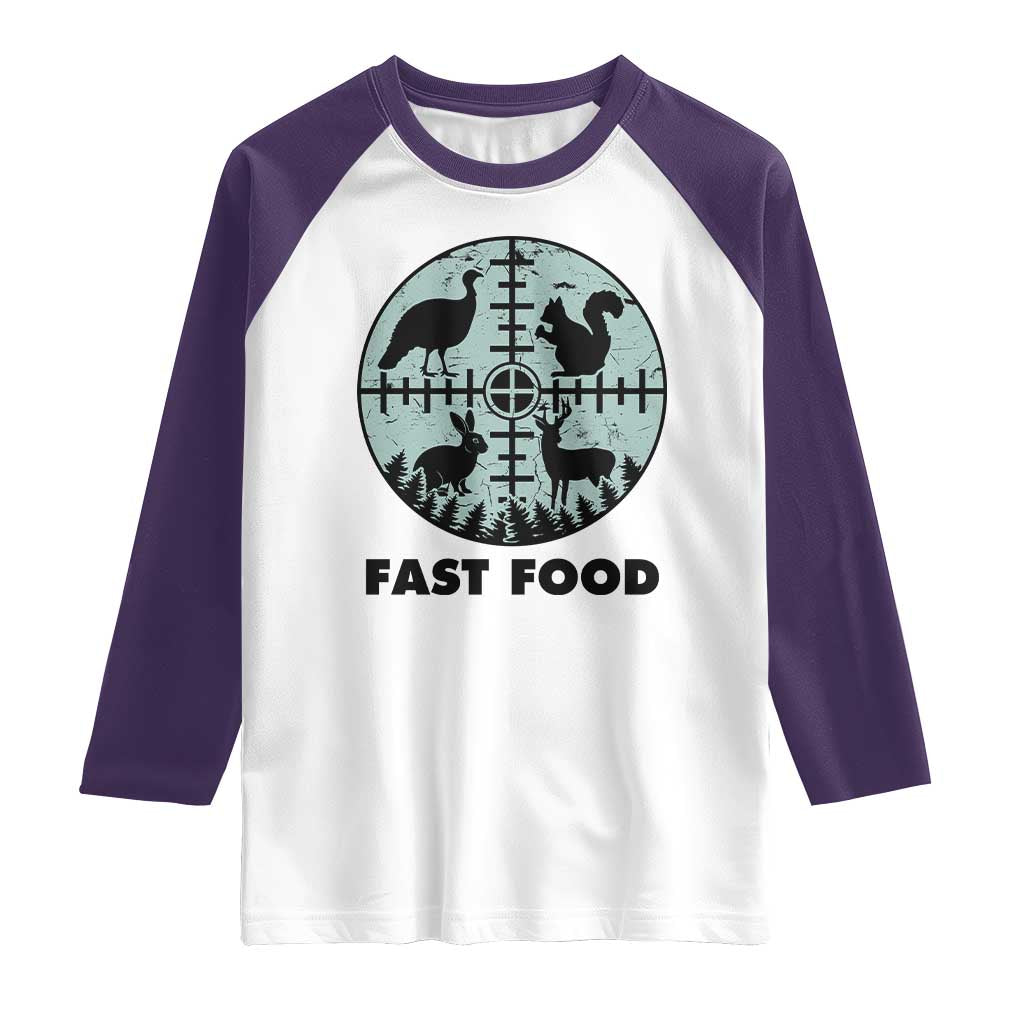 Funny Hunter Joke Raglan Shirt Hunting Fast Food Animals - Wonder Print Shop