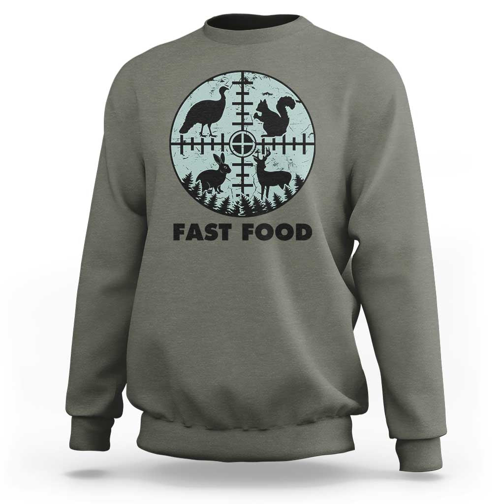 Funny Hunter Joke Sweatshirt Hunting Fast Food Animals - Wonder Print Shop