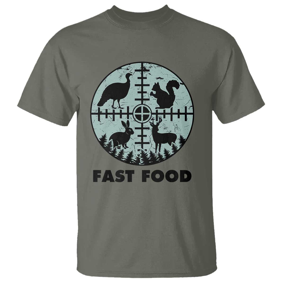Funny Hunter Joke T Shirt Hunting Fast Food Animals - Wonder Print Shop