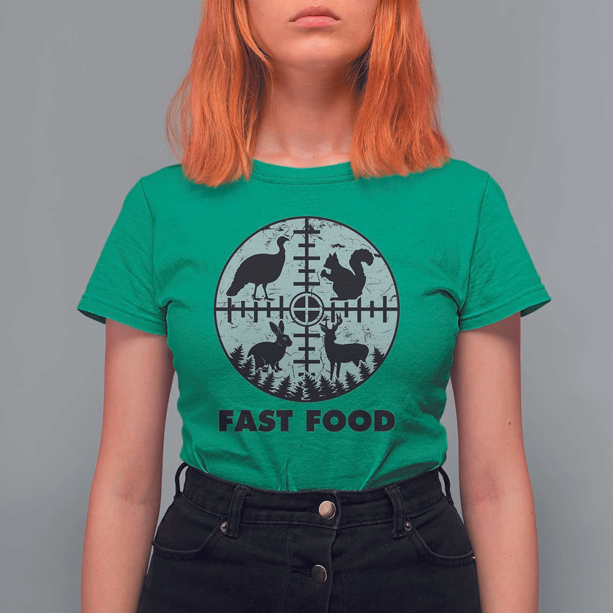 Funny Hunter Joke T Shirt For Women Hunting Fast Food Animals - Wonder Print Shop