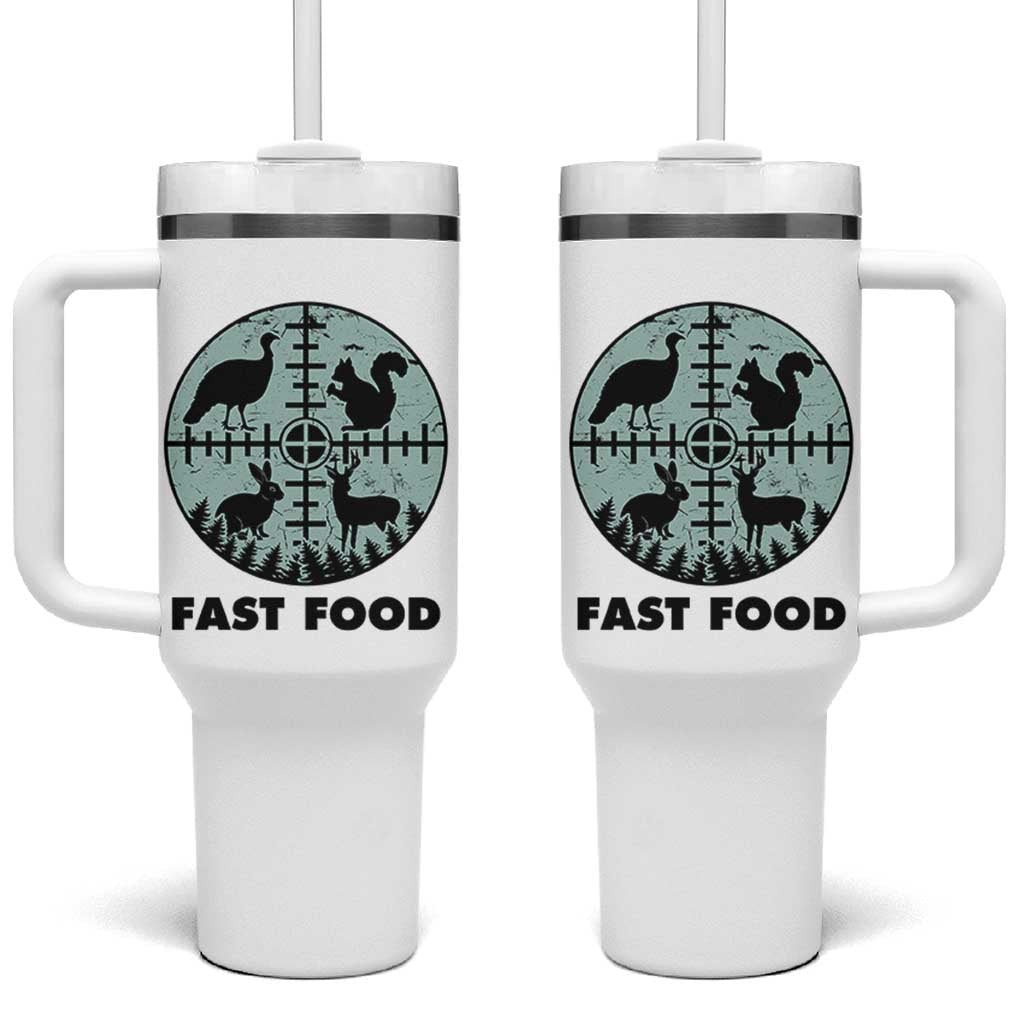 Funny Hunter Joke Tumbler With Handle Hunting Fast Food Animals