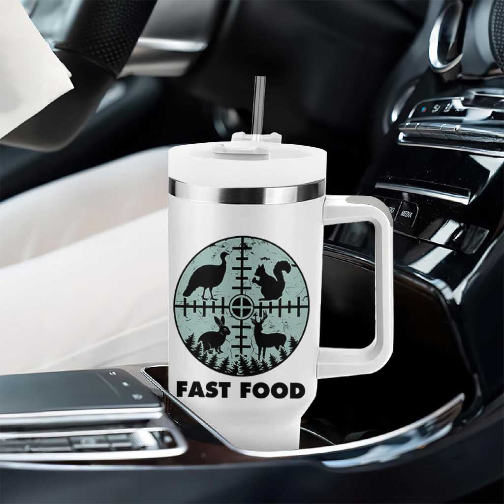 Funny Hunter Joke Tumbler With Handle Hunting Fast Food Animals