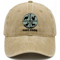 Funny Hunter Joke Washed Cotton Baseball Cap Hunting Fast Food Animals