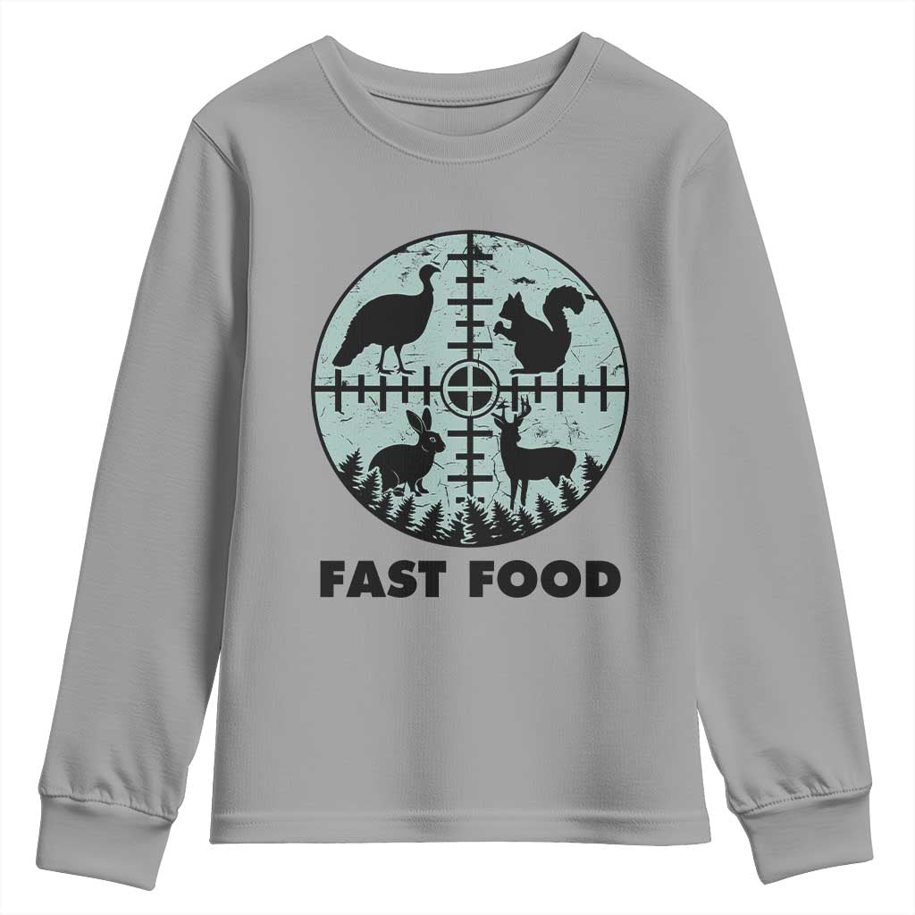 Funny Hunter Joke Youth Sweatshirt Hunting Fast Food Animals - Wonder Print Shop