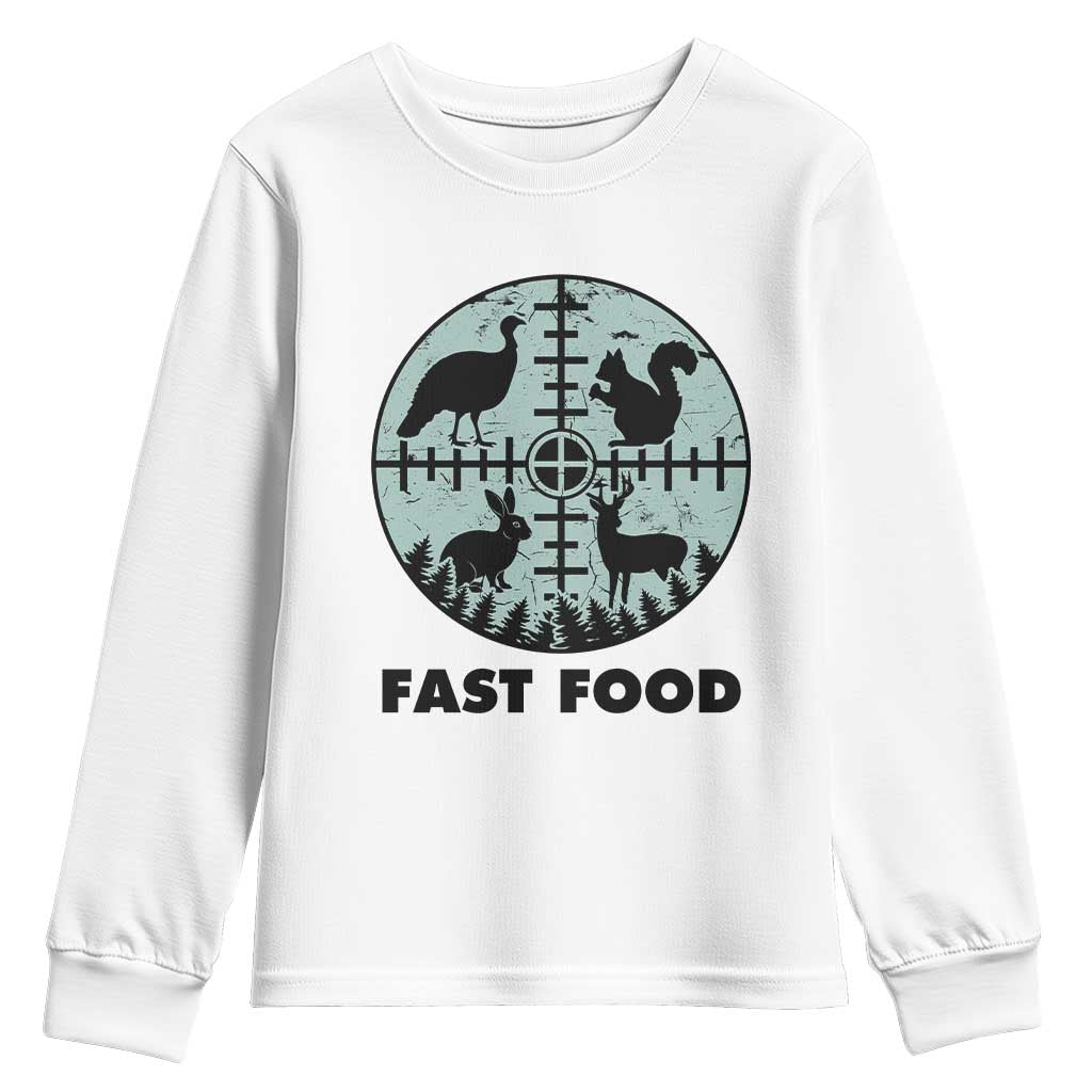 Funny Hunter Joke Youth Sweatshirt Hunting Fast Food Animals - Wonder Print Shop
