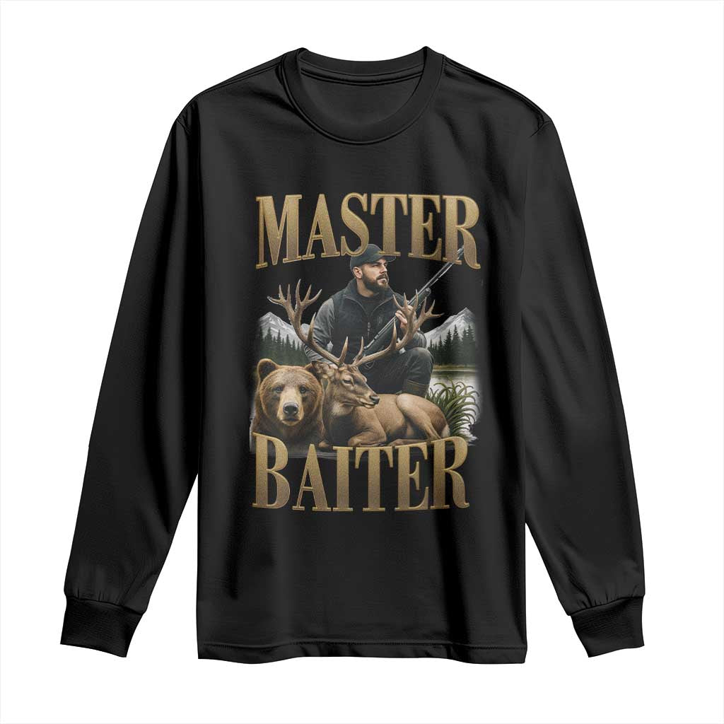Hunting Lovers Dad Gift Long Sleeve Shirt Master Baiter - Wonder Print Shop