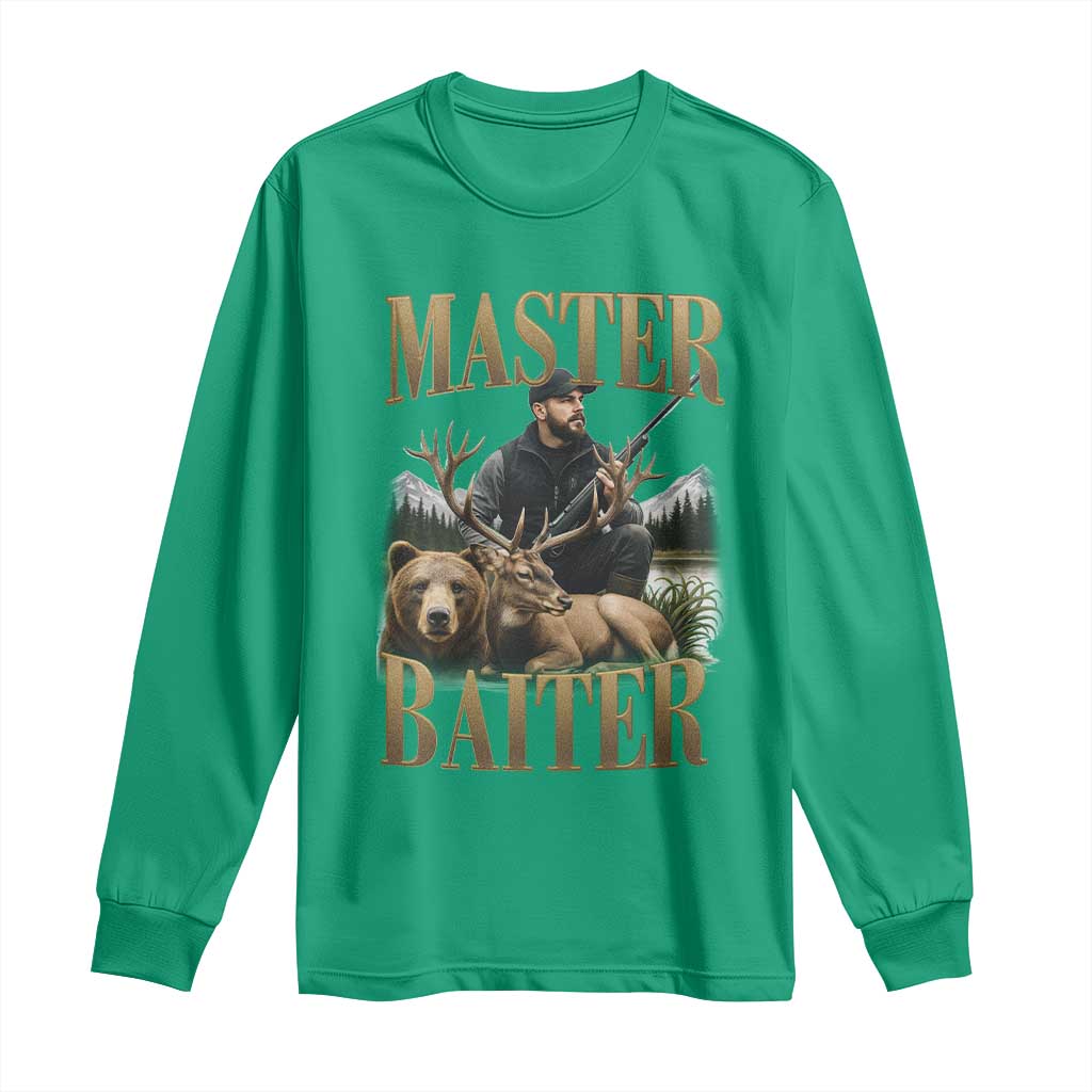 Hunting Lovers Dad Gift Long Sleeve Shirt Master Baiter - Wonder Print Shop