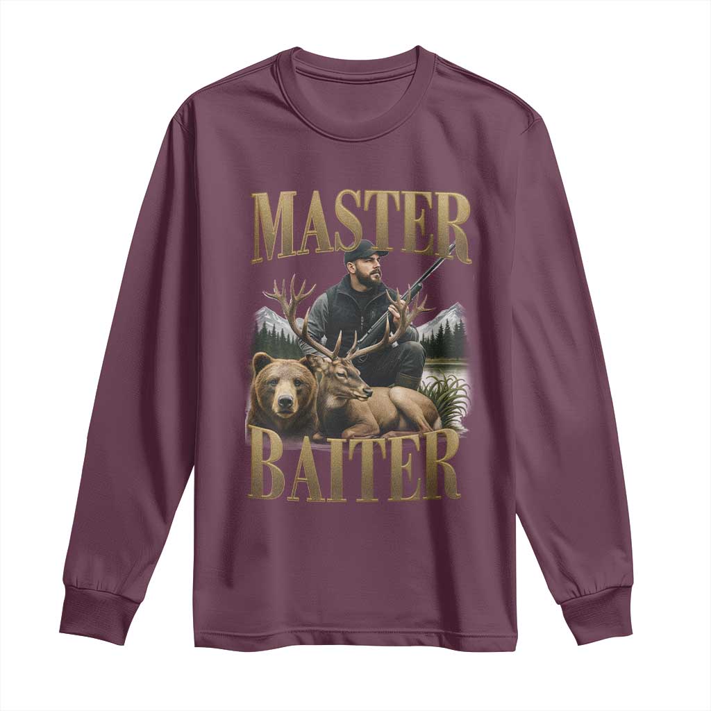 Hunting Lovers Dad Gift Long Sleeve Shirt Master Baiter - Wonder Print Shop