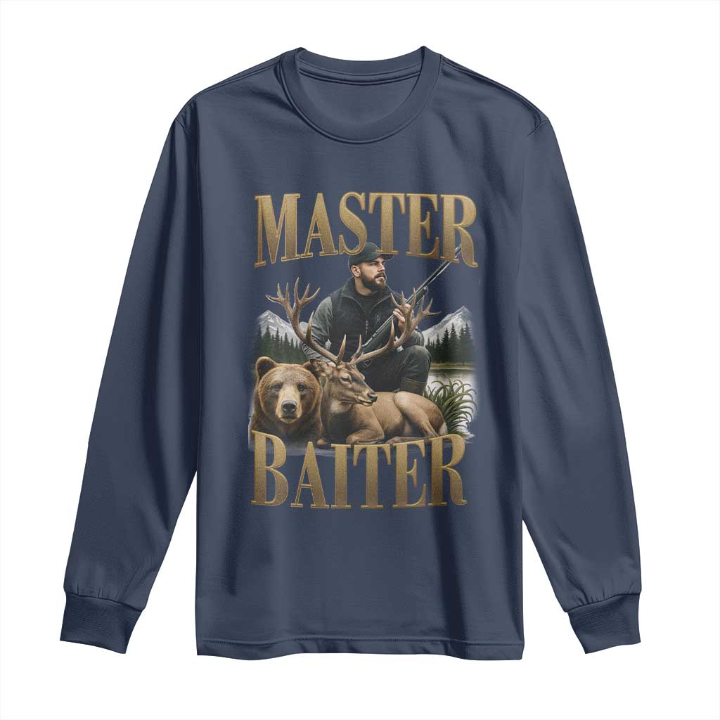 Hunting Lovers Dad Gift Long Sleeve Shirt Master Baiter - Wonder Print Shop