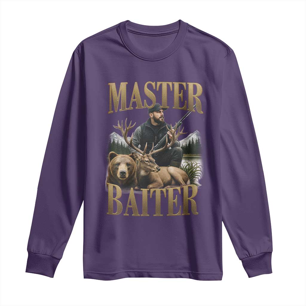 Hunting Lovers Dad Gift Long Sleeve Shirt Master Baiter - Wonder Print Shop
