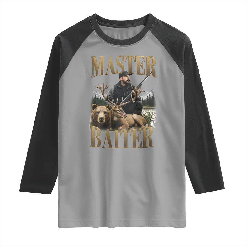 Hunting Lovers Dad Gift Raglan Shirt Master Baiter - Wonder Print Shop