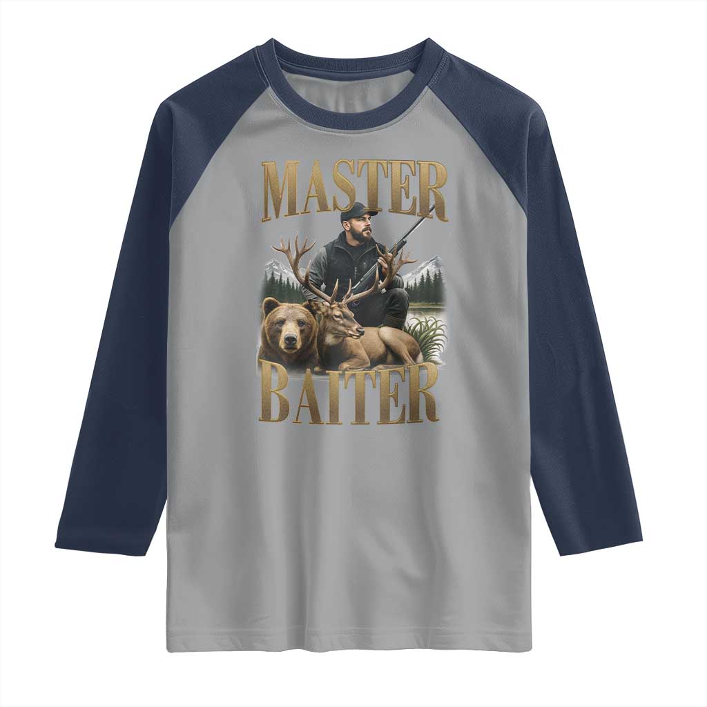 Hunting Lovers Dad Gift Raglan Shirt Master Baiter - Wonder Print Shop