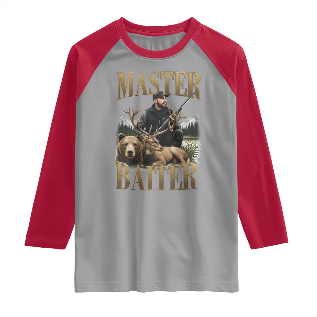 Hunting Lovers Dad Gift Raglan Shirt Master Baiter - Wonder Print Shop