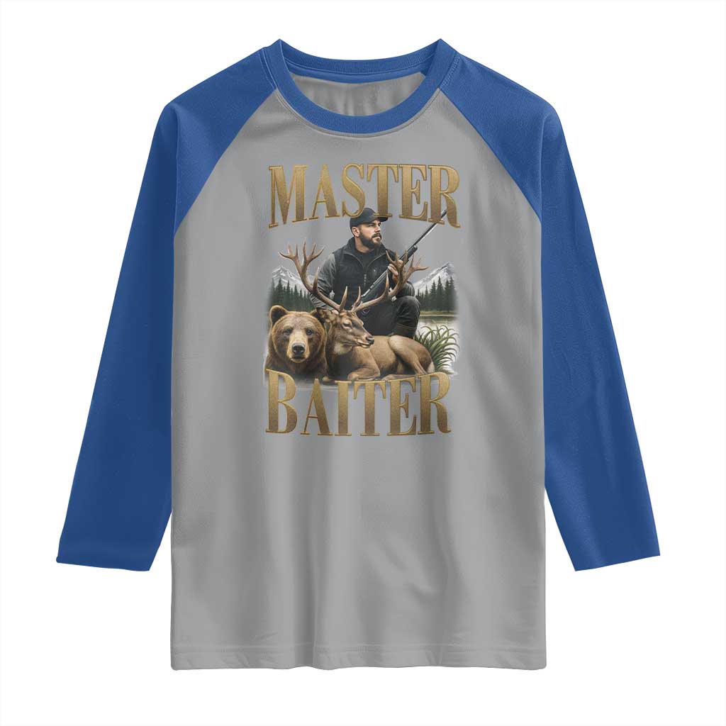 Hunting Lovers Dad Gift Raglan Shirt Master Baiter - Wonder Print Shop