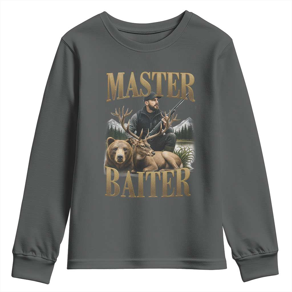 Hunting Lovers Dad Gift Youth Sweatshirt Master Baiter - Wonder Print Shop