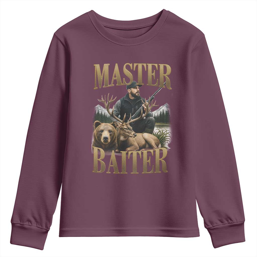 Hunting Lovers Dad Gift Youth Sweatshirt Master Baiter - Wonder Print Shop
