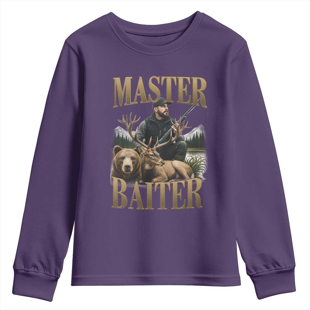 Hunting Lovers Dad Gift Youth Sweatshirt Master Baiter - Wonder Print Shop