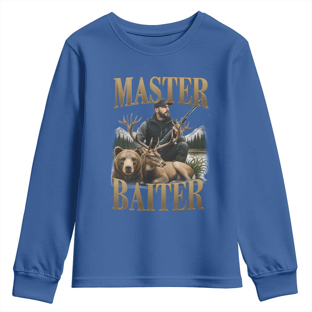 Hunting Lovers Dad Gift Youth Sweatshirt Master Baiter - Wonder Print Shop