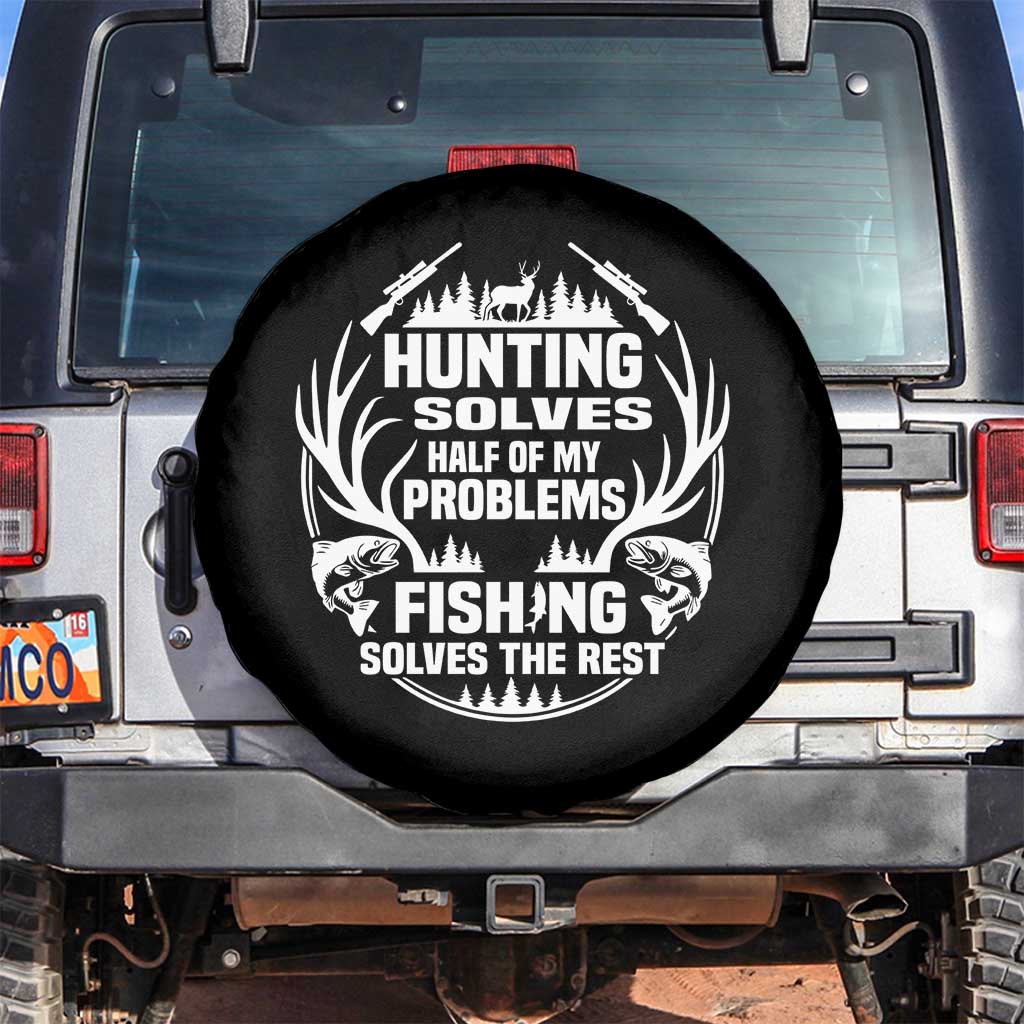 Fishing Hunting Solve Problems Spare Tire Cover Gift Idea For Hunter Fisherman - Wonder Print Shop