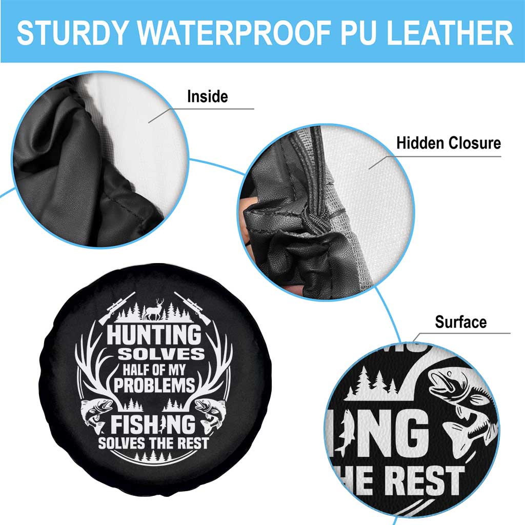 Fishing Hunting Solve Problems Spare Tire Cover Gift Idea For Hunter Fisherman - Wonder Print Shop