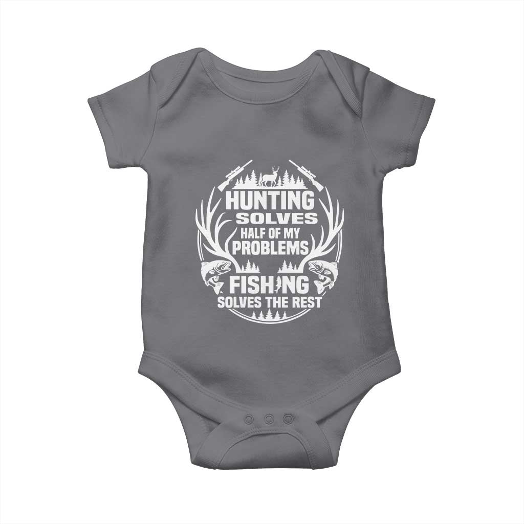 Fishing Hunting Solve Problems Baby Onesie Gift Idea For Hunter Fisherman - Wonder Print Shop