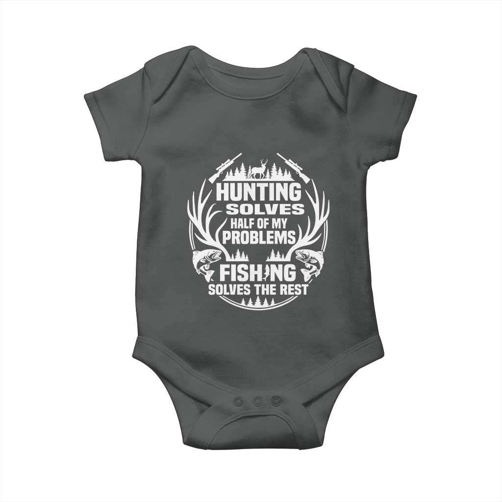 Fishing Hunting Solve Problems Baby Onesie Gift Idea For Hunter Fisherman - Wonder Print Shop
