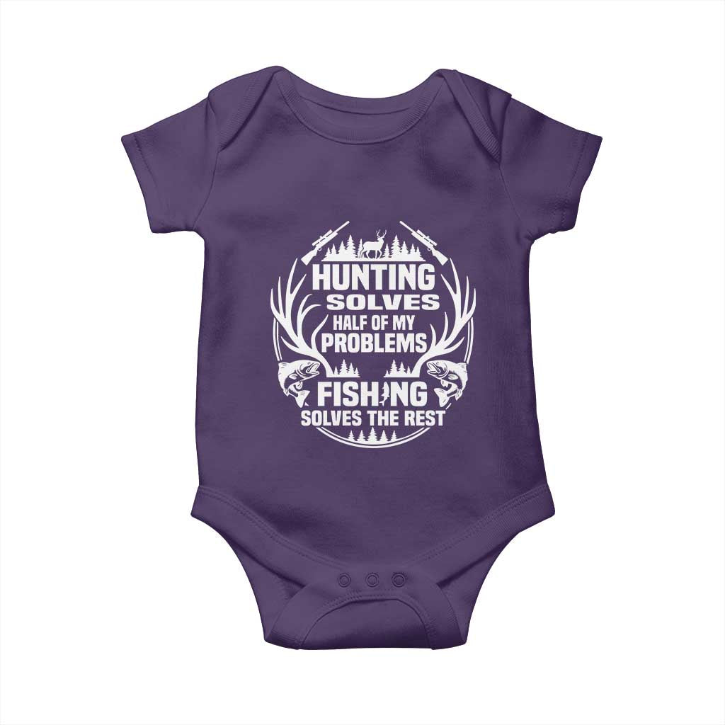 Fishing Hunting Solve Problems Baby Onesie Gift Idea For Hunter Fisherman - Wonder Print Shop