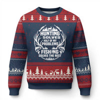 Fishing Hunting Solve Problems Ugly Christmas Sweater Gift Idea For Hunter Fisherman - Wonder Print Shop