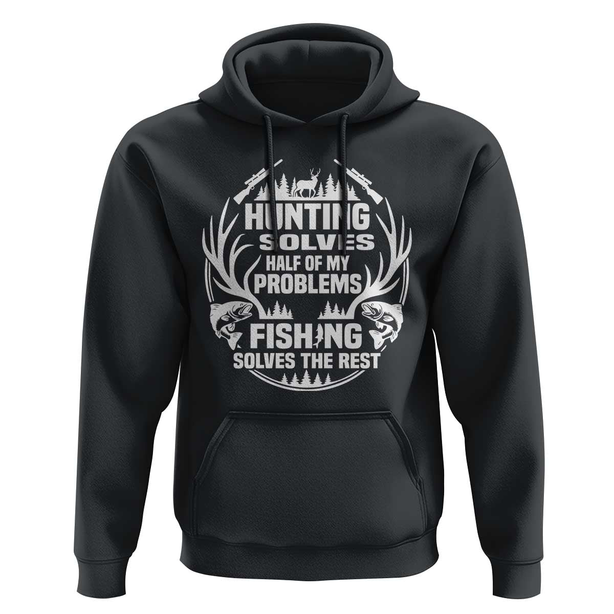 Fishing Hunting Solve Problems Hoodie Gift Idea For Hunter Fisherman - Wonder Print Shop