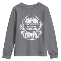 Fishing Hunting Solve Problems Youth Sweatshirt Gift Idea For Hunter Fisherman - Wonder Print Shop