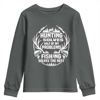 Fishing Hunting Solve Problems Youth Sweatshirt Gift Idea For Hunter Fisherman - Wonder Print Shop