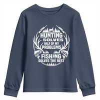 Fishing Hunting Solve Problems Youth Sweatshirt Gift Idea For Hunter Fisherman - Wonder Print Shop