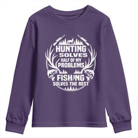 Fishing Hunting Solve Problems Youth Sweatshirt Gift Idea For Hunter Fisherman - Wonder Print Shop