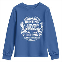 Fishing Hunting Solve Problems Youth Sweatshirt Gift Idea For Hunter Fisherman - Wonder Print Shop
