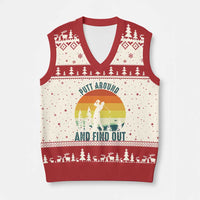 Putt Around And Find Out V-Neck Knit Sweater Vest Funny Golf Player Gift - Wonder Print Shop