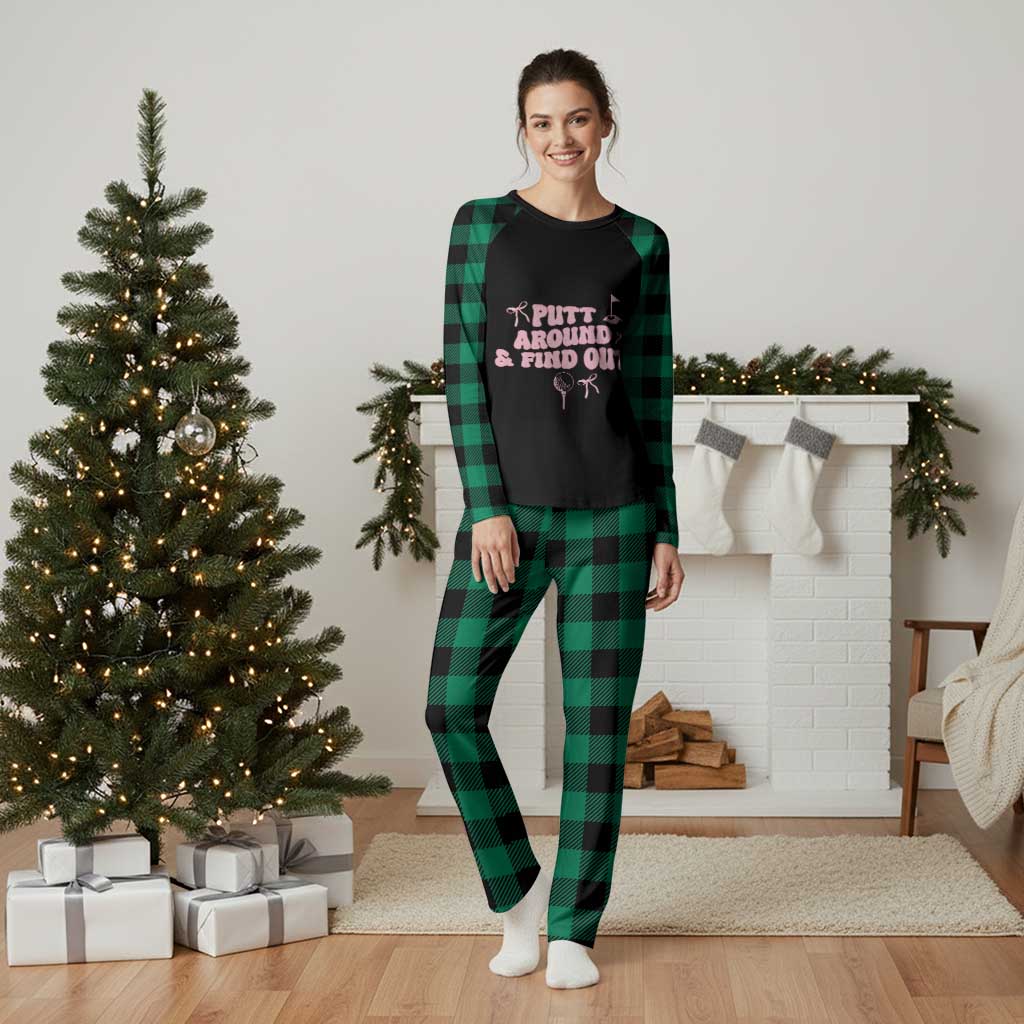 Funny Golf Gift For Women Plaid Pajama Set Putt Around And Find Out - Wonder Print Shop