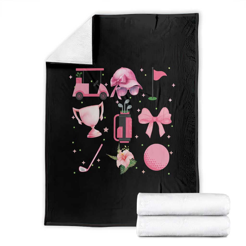 Womens Golf Lover Throw Blanket Cute Pink Bow Golf Sports Gift - Wonder Print Shop