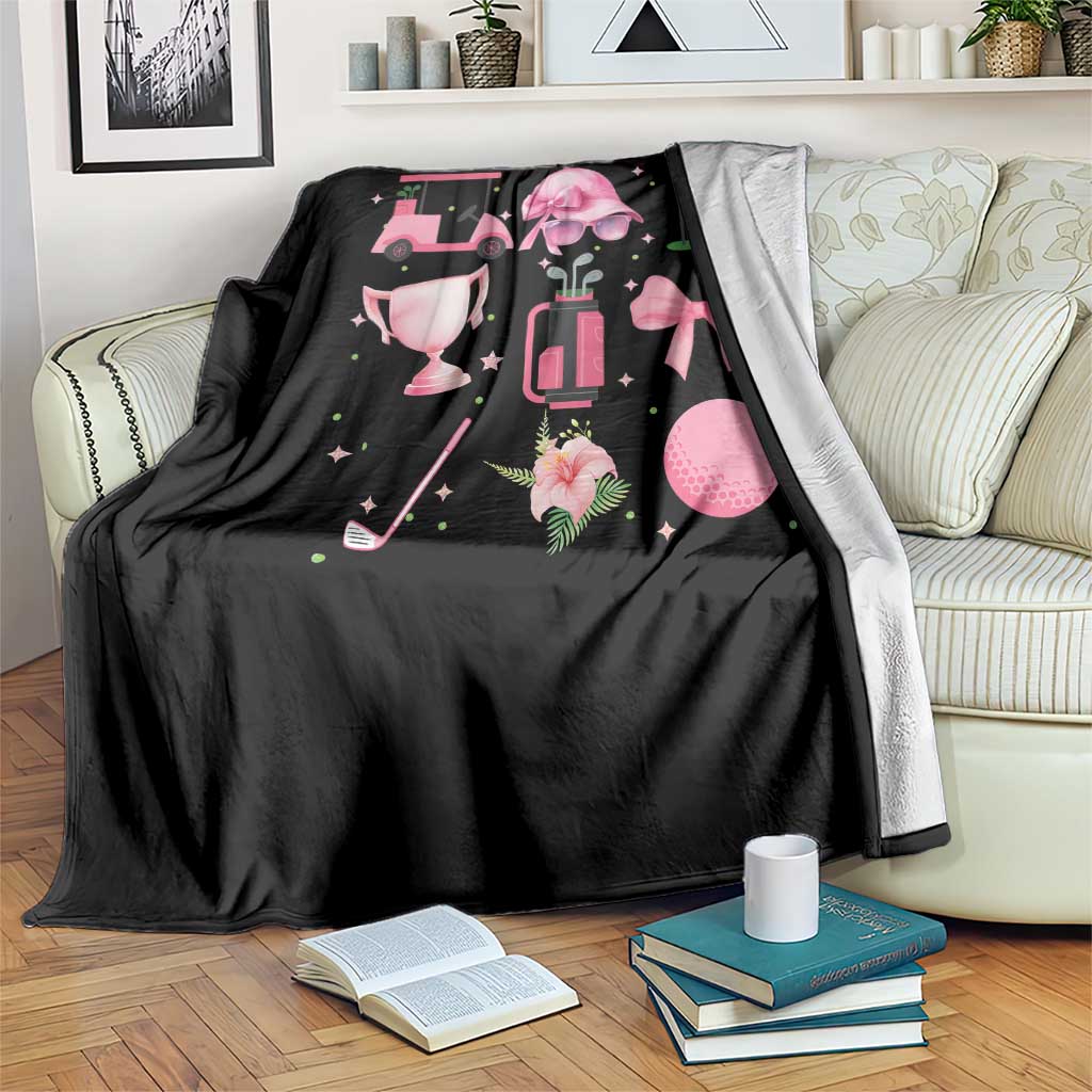Womens Golf Lover Throw Blanket Cute Pink Bow Golf Sports Gift - Wonder Print Shop