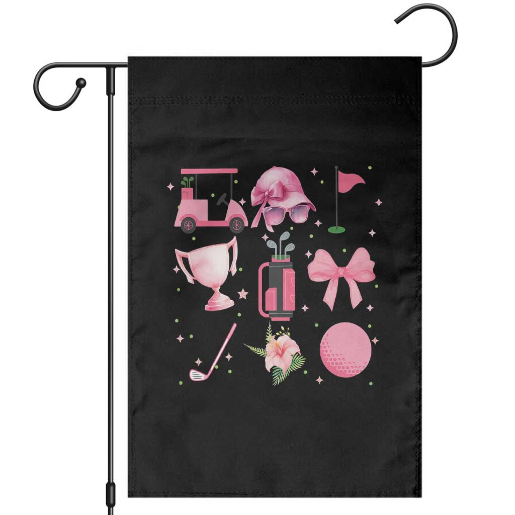 Womens Golf Lover Garden Flag Cute Pink Bow Golf Sports Gift - Wonder Print Shop